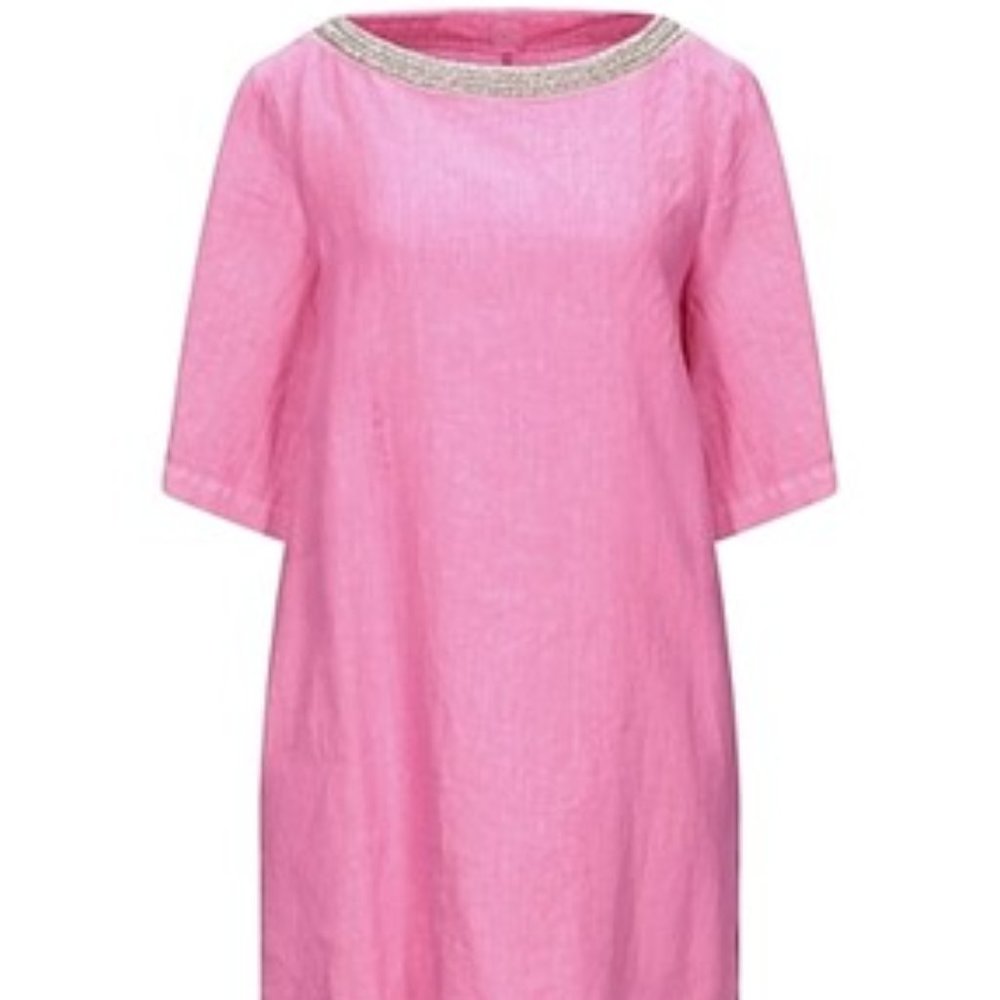 120% LINO  Pink linen dress